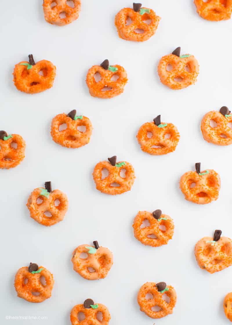 Chocolate covered pumpkin pretzels.