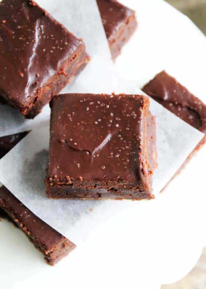 frosted fudge brownies with sea salt on top 