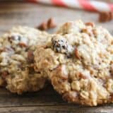 Oatmeal Raisin Cookies with Cinnamon Chips - these cookies are seriously divine! The cinnamon chips add the perfect touch to the classic oatmeal cookie.