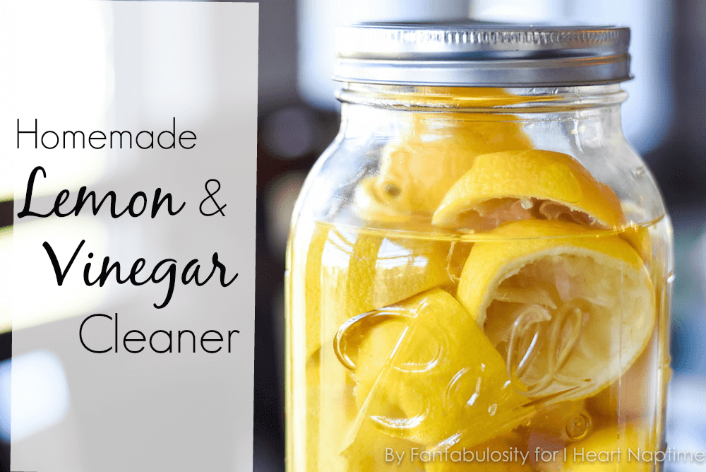 Vinegar and lemon juice cleaner in a glass mason jar. 