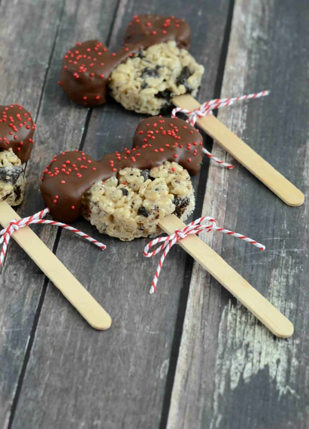 oreo mickey mouse krispy treats on table