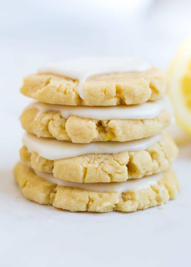 stacked lemon cookies with icing