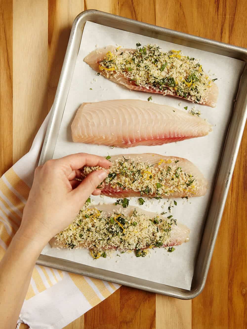 Sheet pan baked fish.