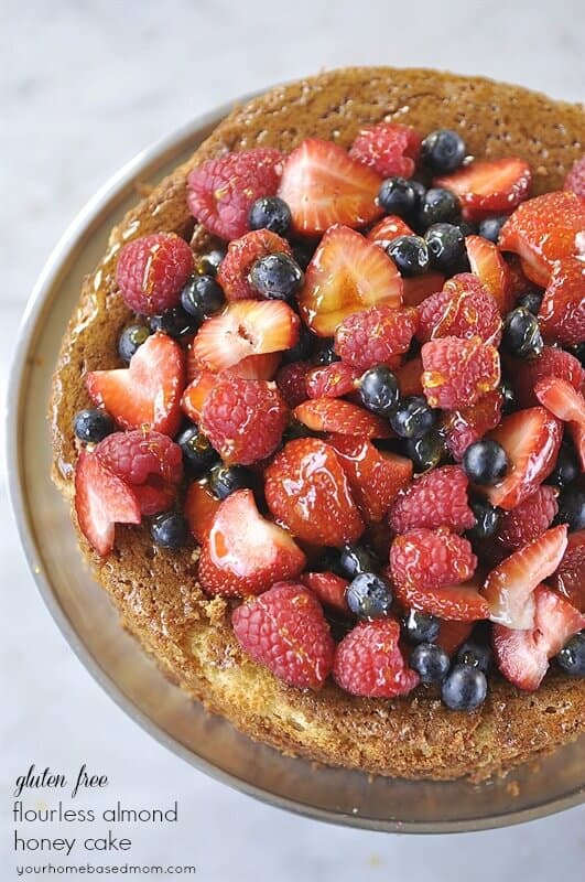 almond honey cake with fresh berries on top 