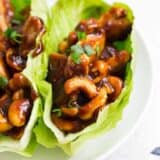 EASY Cashew Chicken Lettuce Wraps ...this delicious recipe tastes better than take out and is done in 20 minutes. A one pot dish the whole family will love!