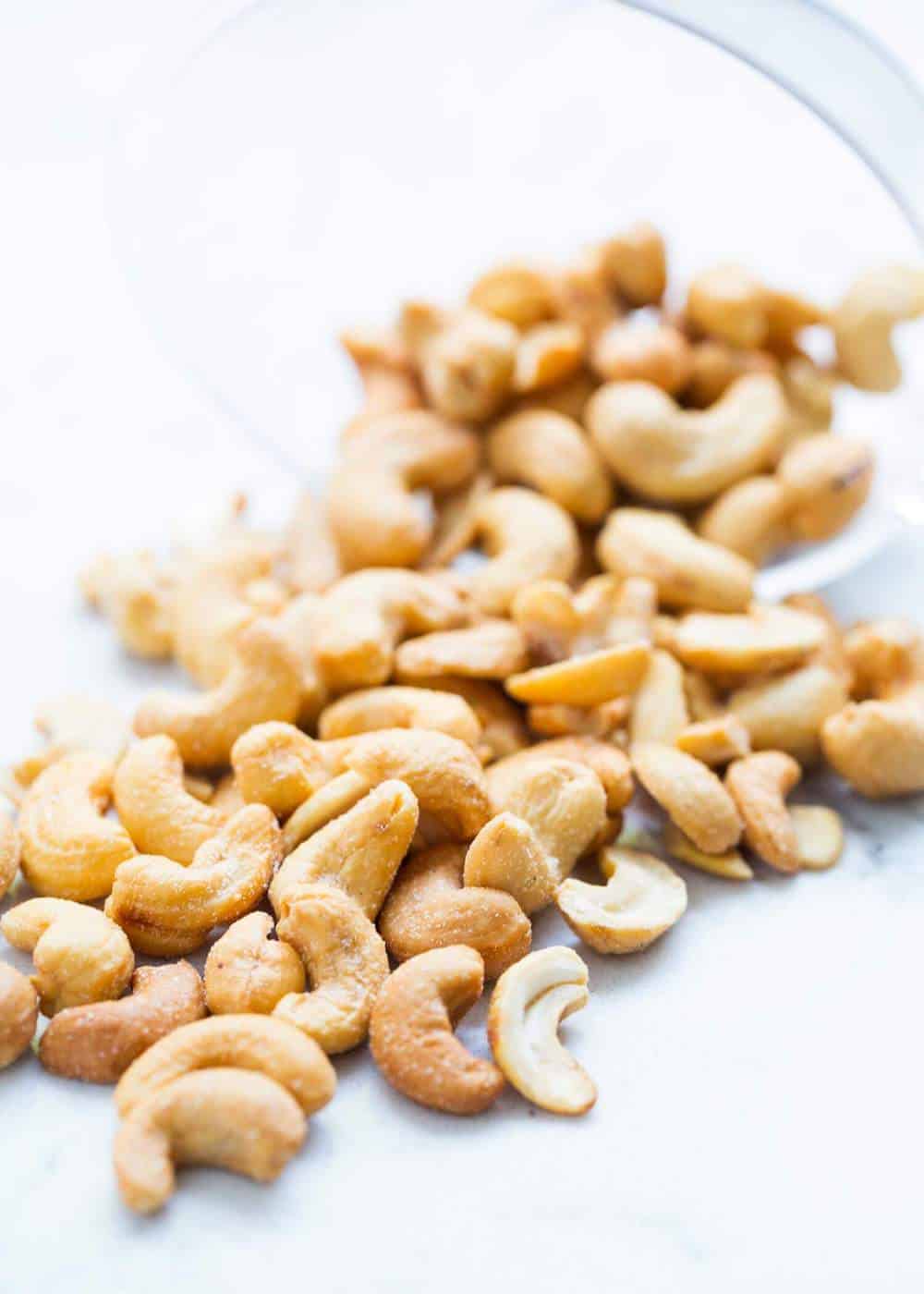 Cashews on counter.