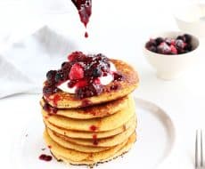 Gluten Free Pancakes with Berry Coulis - A delicious, easy to make breakfast that is completely guilt free.