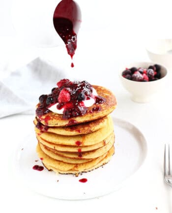 Gluten Free Pancakes with Berry Coulis - A delicious, easy to make breakfast that is completely guilt free.