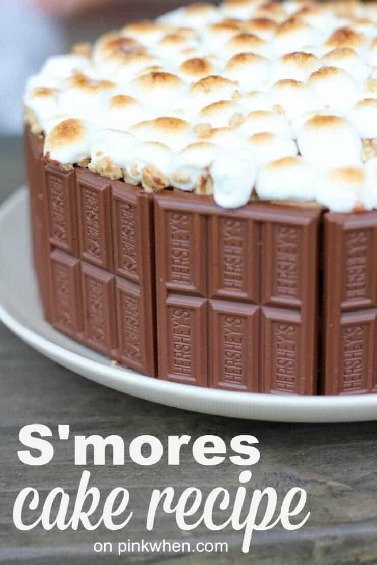 a s\'mores cake on a plate 