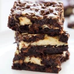 stack of cheesecake brownies