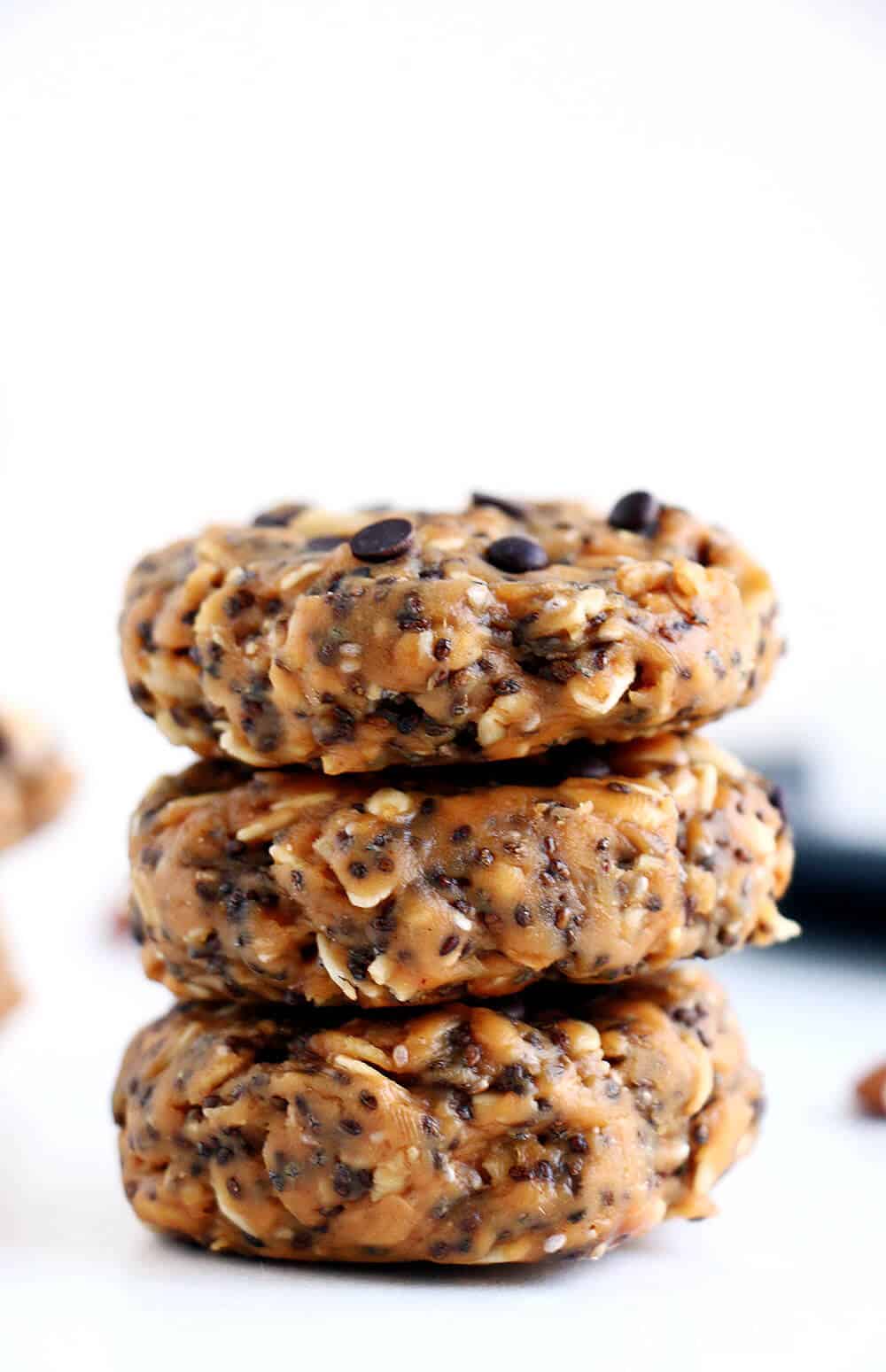 Stack of no bake breakfast cookies.