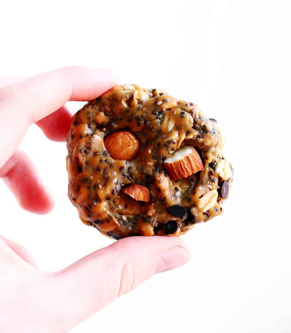 Hand holding a no bake breakfast cookie.