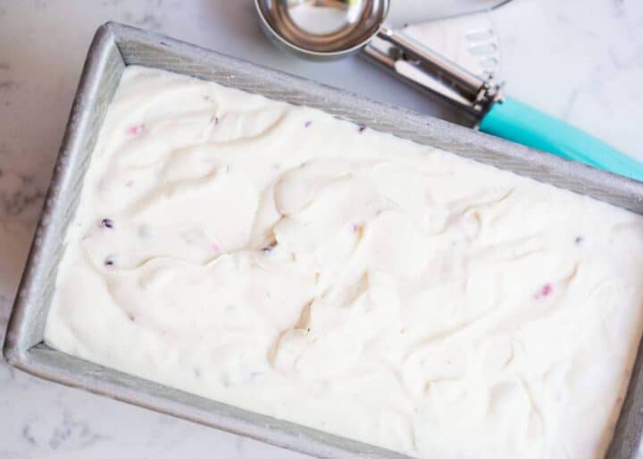 homemade no churn ice cream in a loaf pan 