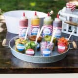 Hot Dog Toppings Bar for the 4th of July - free printables make an easy addition to your backyard BBQ!