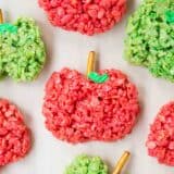 apple shaped red and green rice krispie treats