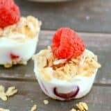 These three ingredient Frozen Yogurt Granola Berry Bites are easy and delicious. A perfect summer snack!