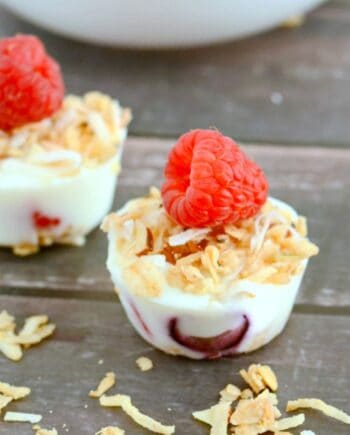 These three ingredient Frozen Yogurt Granola Berry Bites are easy and delicious. A perfect summer snack!