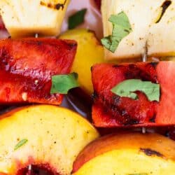 Grilled Fruit Kabobs with a Cinnamon Honey Glaze is delicious and easy to make for a laid-back dinner