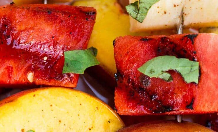 Grilled Fruit Kabobs with a Cinnamon Honey Glaze is delicious and easy to make for a laid-back dinner
