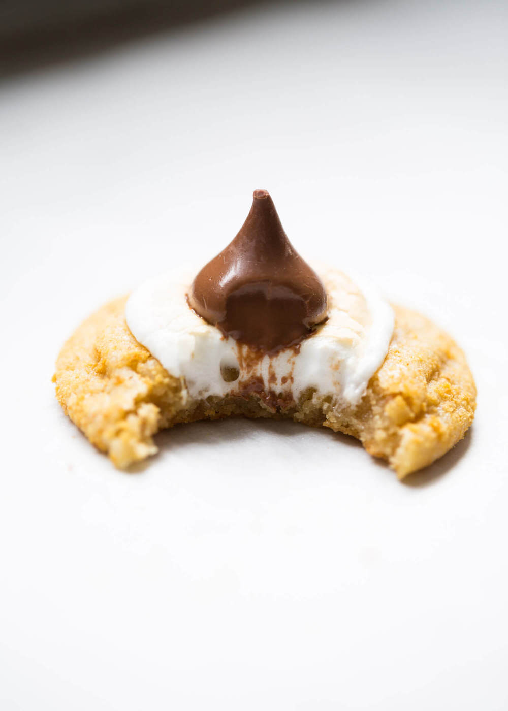 S'mores cookie with a bite out of it. 