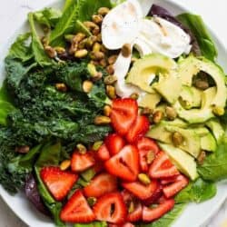plate of strawberry burrata salad