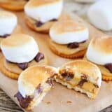 ritz peanut butter s'mores on a wood board