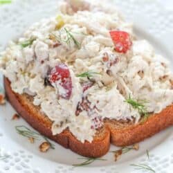 Slow Cooker Chicken Salad is so delicious and easy to make! Perfect for lunches all week!