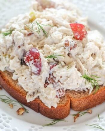 Slow Cooker Chicken Salad is so delicious and easy to make! Perfect for lunches all week!