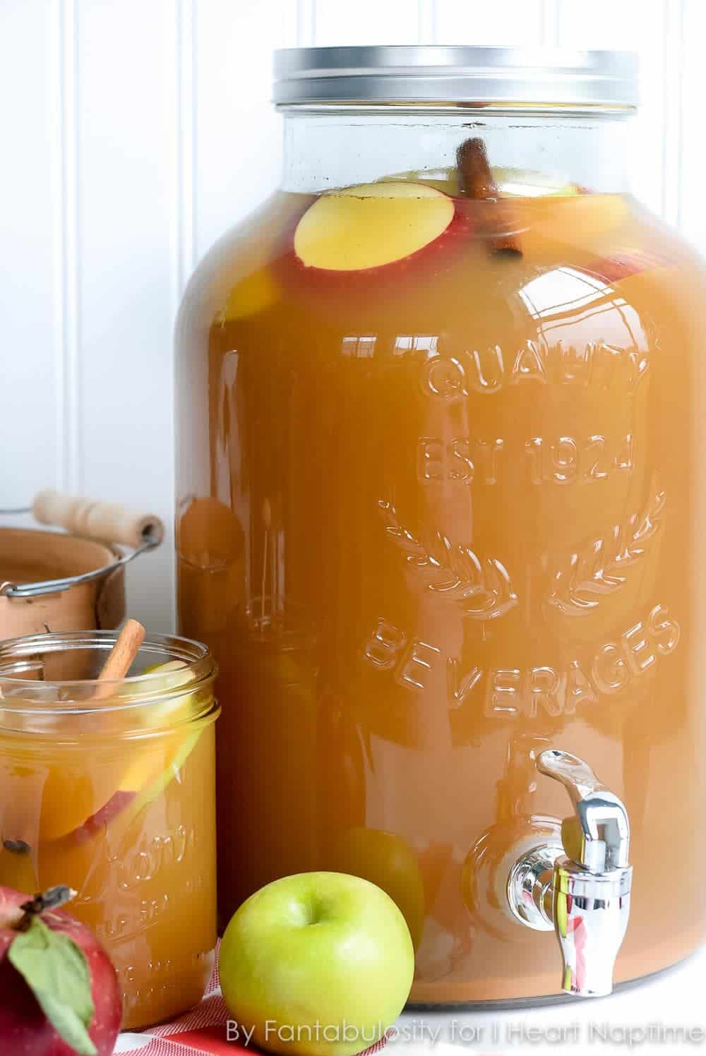 Fall punch in glass gallon dispenser. 