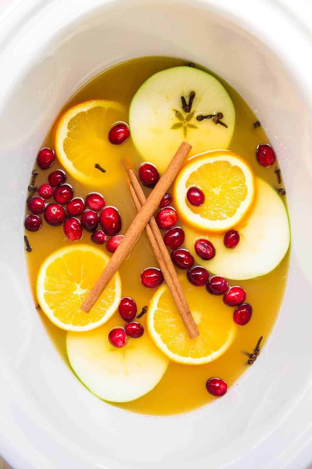 Wassail in crockpot.