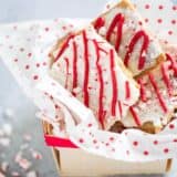basket of peppermint toffee bark