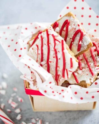 basket of peppermint toffee bark