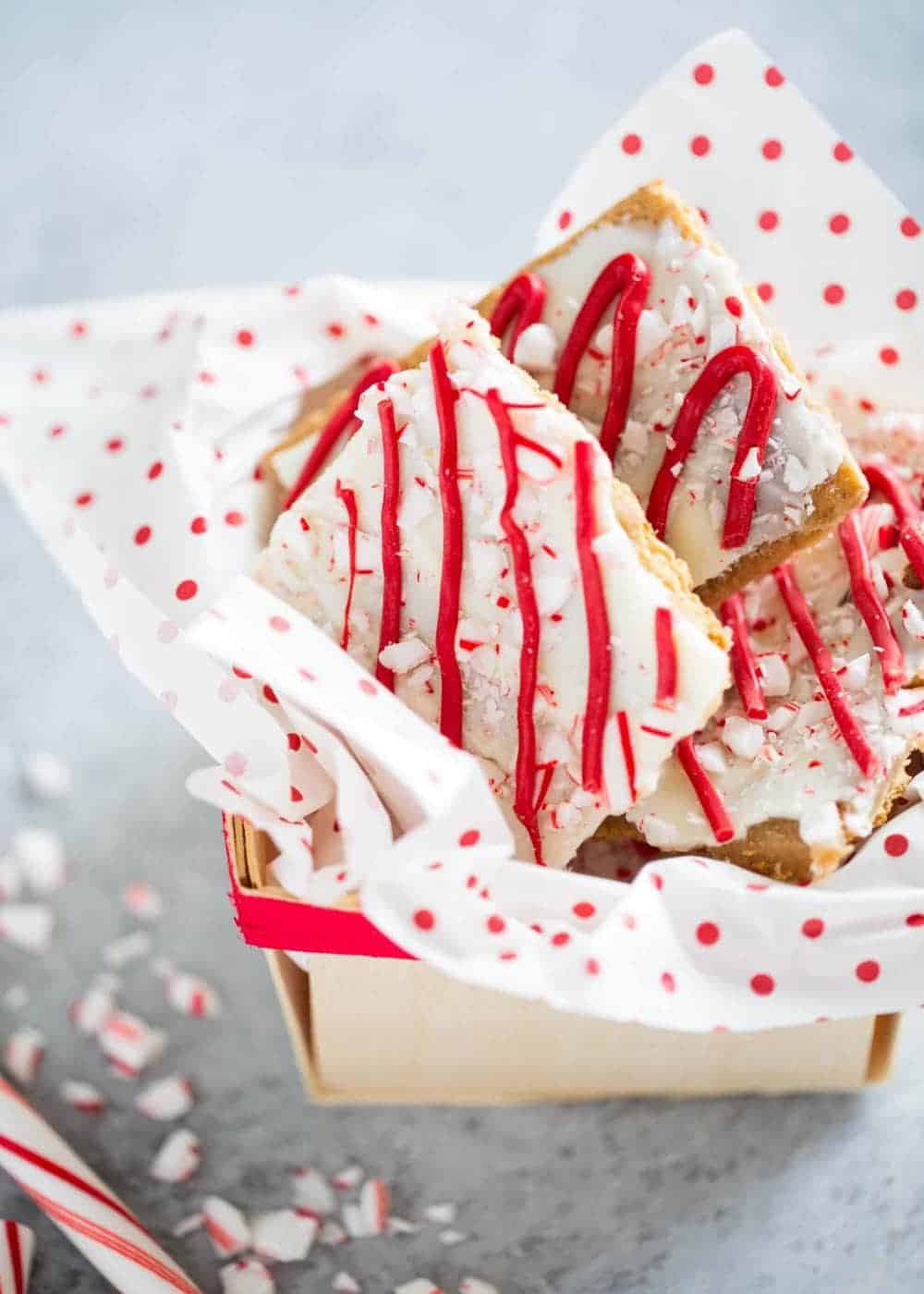 graham cracker toffee in a festive christmas box 