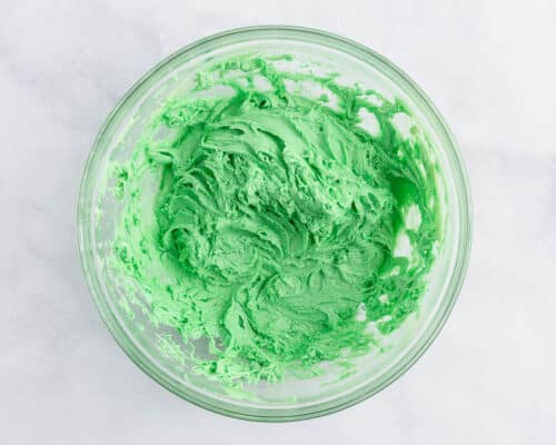 green cookie dough in bowl