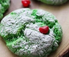 The Grinch Cake Mix Cookies... cake mix cookies are a delicious treat but turn them green and add a heart for The Grinch and they're even better!