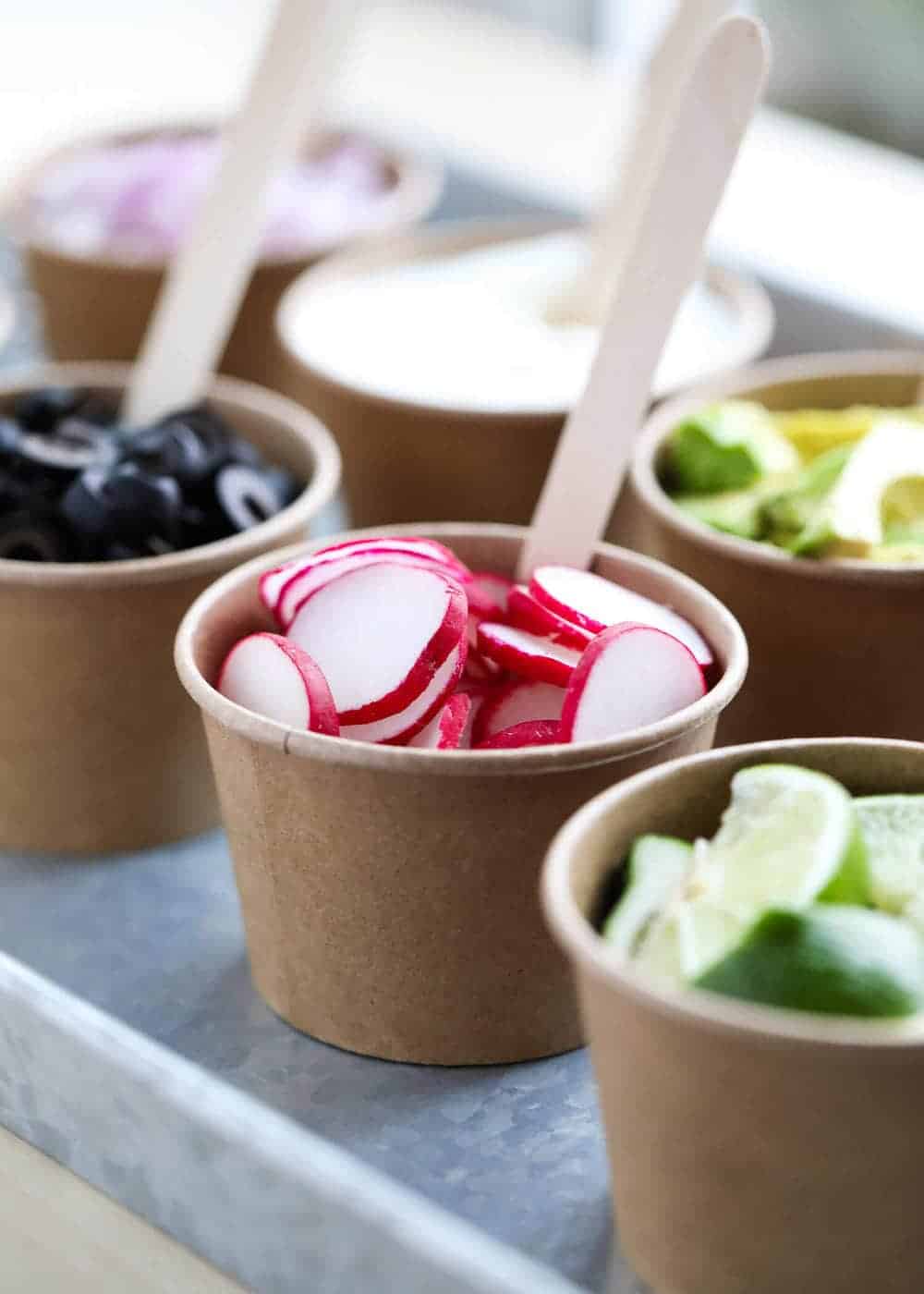 Toppings for nacho bar.