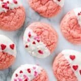 Chocolate Dipped Strawberry Cookies ...made with only 3 ingredients! These make the perfect Valentine's Day treat!