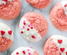 Chocolate Dipped Strawberry Cookies ...made with only 3 ingredients! These make the perfect Valentine's Day treat!