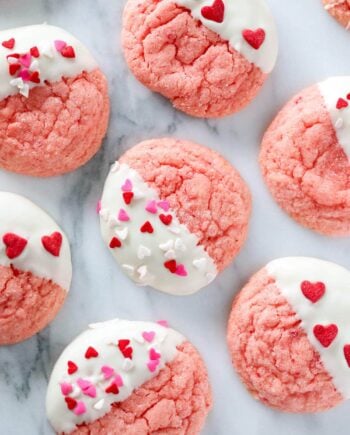Chocolate Dipped Strawberry Cookies ...made with only 3 ingredients! These make the perfect Valentine's Day treat!