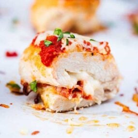 pizza chicken roll up on a plate