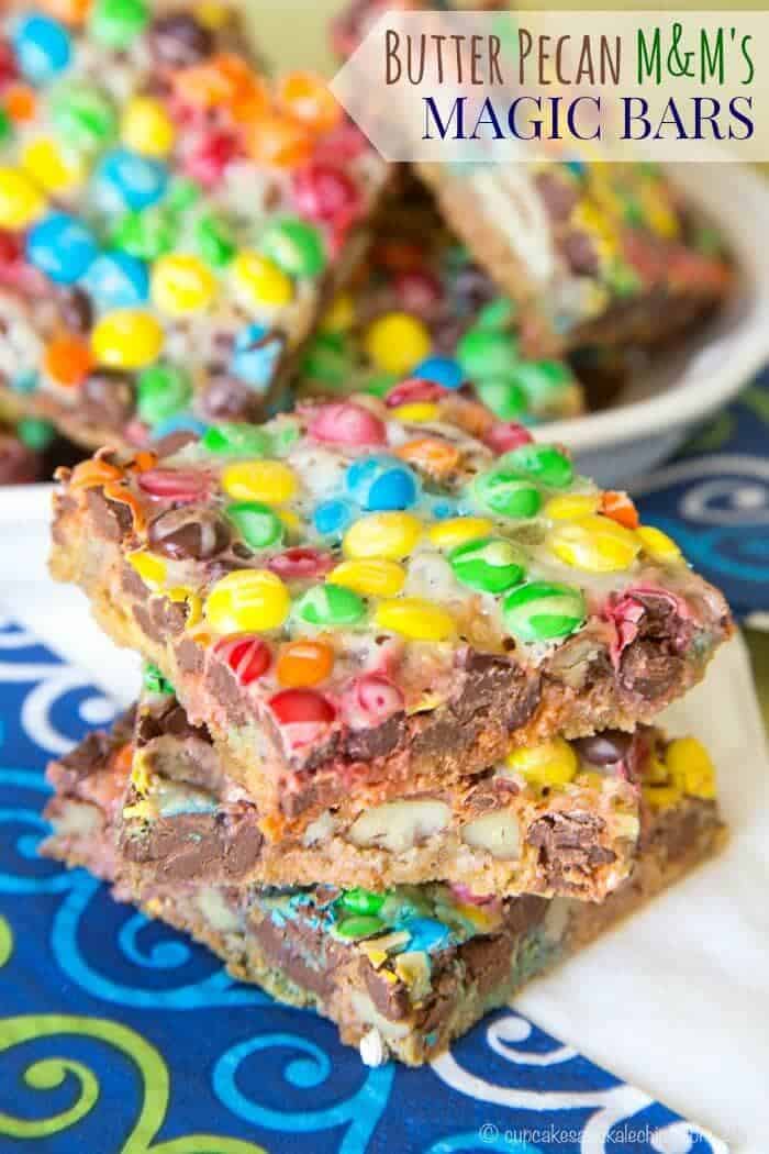 M&M magic bars + Top 50 Rainbow Desserts - the perfect way to celebrate St. Patrick's Day and welcome spring!