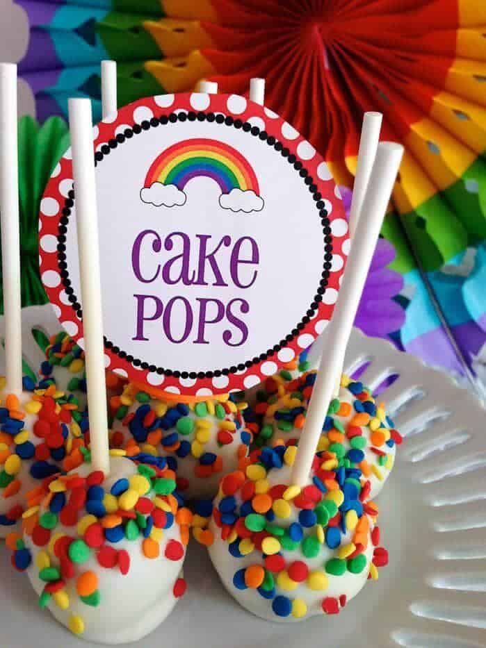 Rainbow cake pops + Top 50 Rainbow Desserts - the perfect way to celebrate St. Patrick's Day and welcome spring!