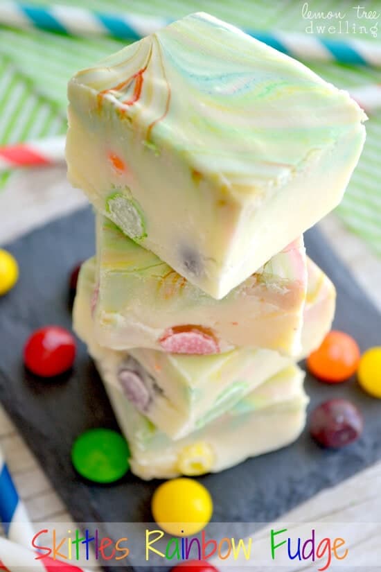 Rainbow fudge + Top 50 Rainbow Desserts - the perfect way to celebrate St. Patrick's Day and welcome spring!