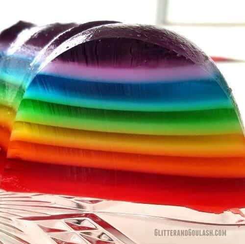 Rainbow jello mold + Top 50 Rainbow Desserts - the perfect way to celebrate St. Patrick's Day and welcome spring!