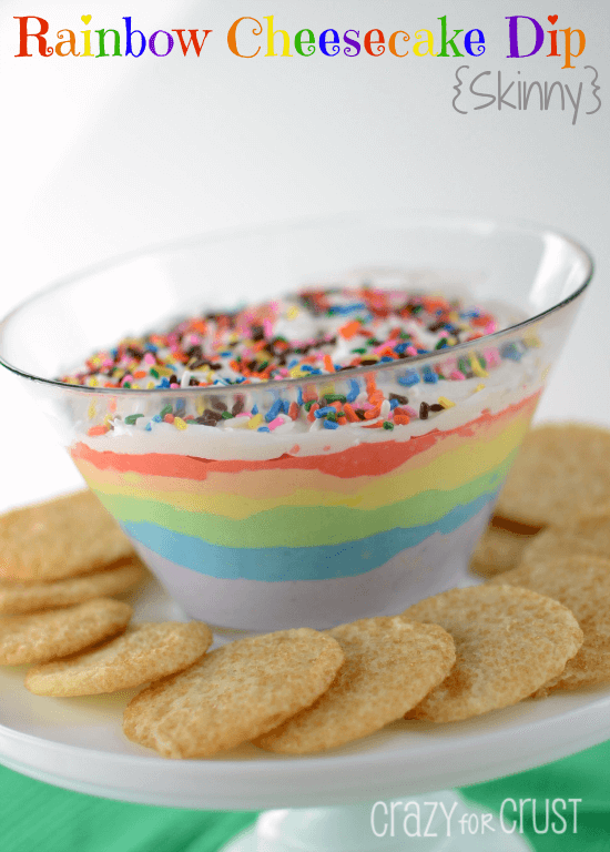 Rainbow cheesecake dip + Top 50 Rainbow Desserts - the perfect way to celebrate St. Patrick's Day and welcome spring!