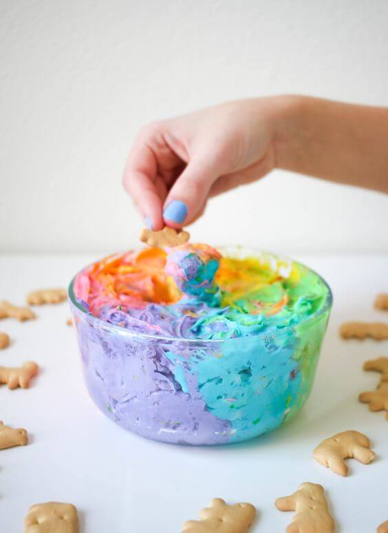 Rainbow dip + Top 50 Rainbow Desserts - the perfect way to celebrate St. Patrick's Day and welcome spring!