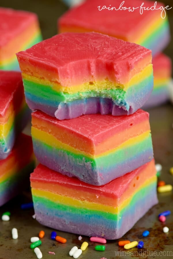 Rainbow Fudge + Top 50 Rainbow Desserts - the perfect way to celebrate St. Patrick's Day and welcome spring!