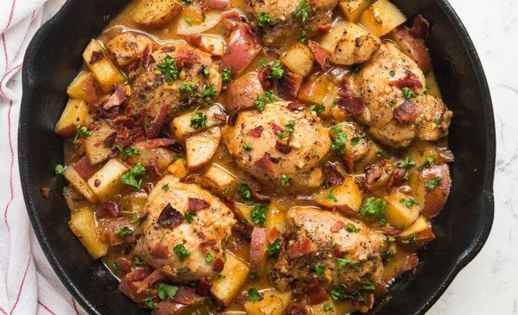One pan dijon chicken and potatoes