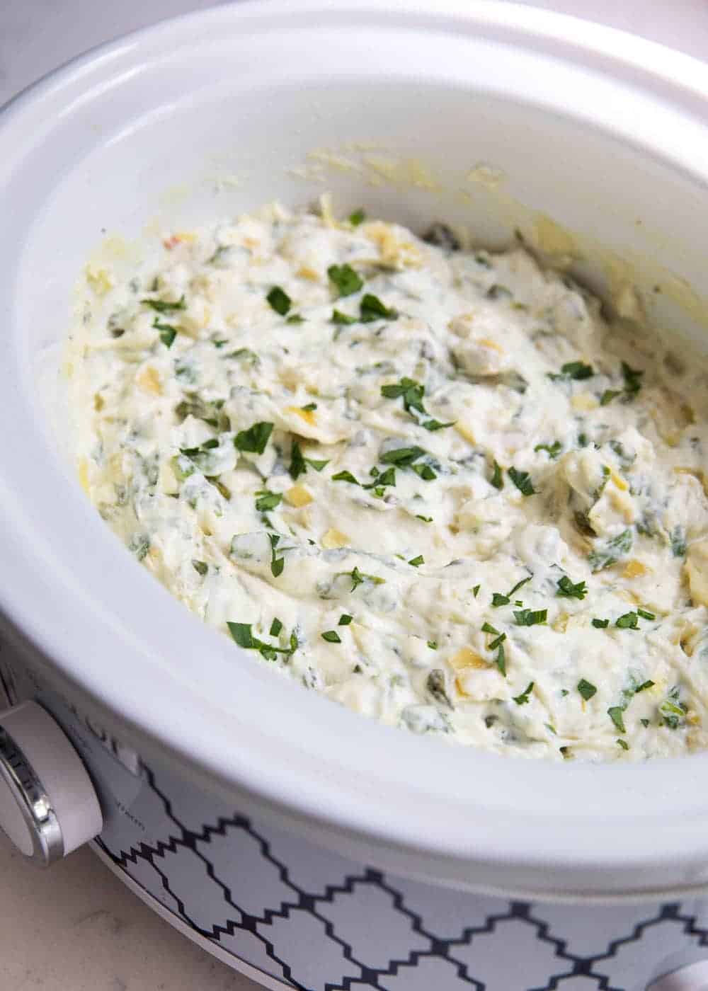 Crockpot spinach artichoke dip.