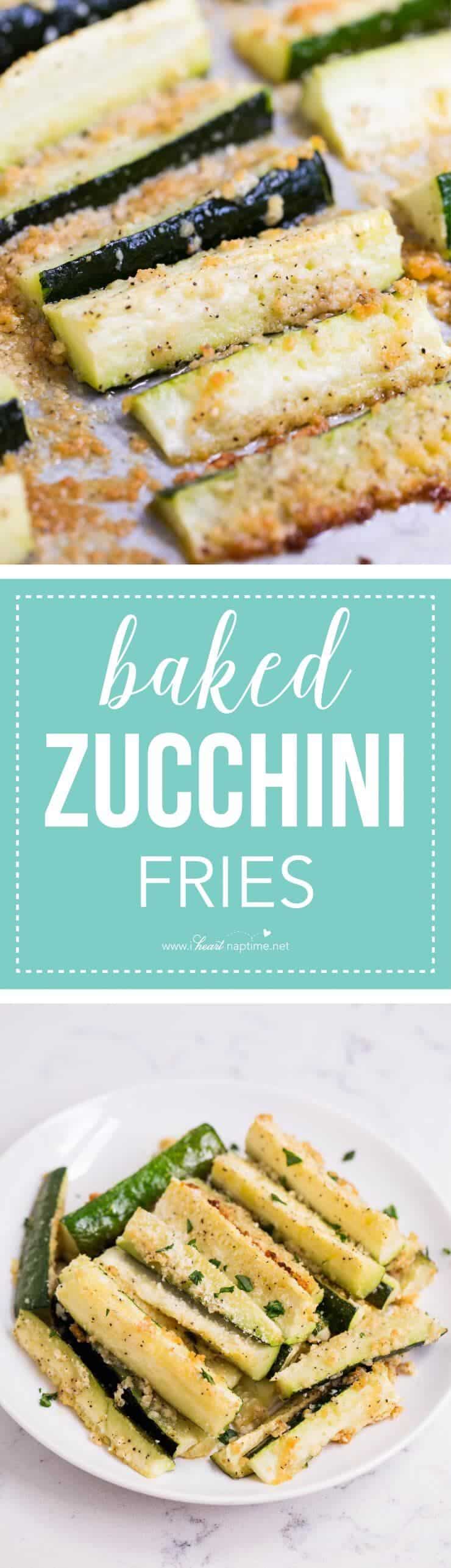 These baked zucchini fries are loaded with flavor and a crispy parmesan topping. They make the perfect side dish for any meal.